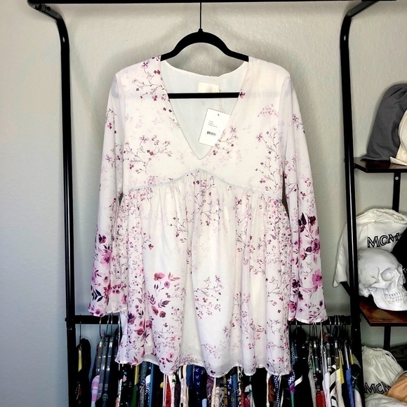 𝅺The Jetset Diaries Flora Patchwork Mini Babydoll Dress - Picture 1 of 10